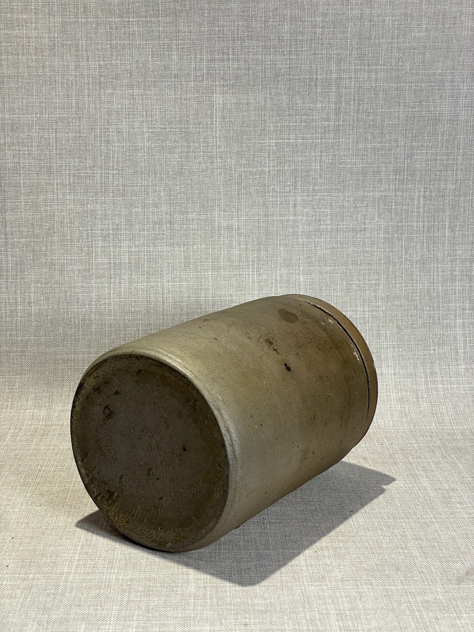 Antique Shenandoah Valley Primitive Stoneware Crock Jar with Rolled Rim, Strasburg, Virginia