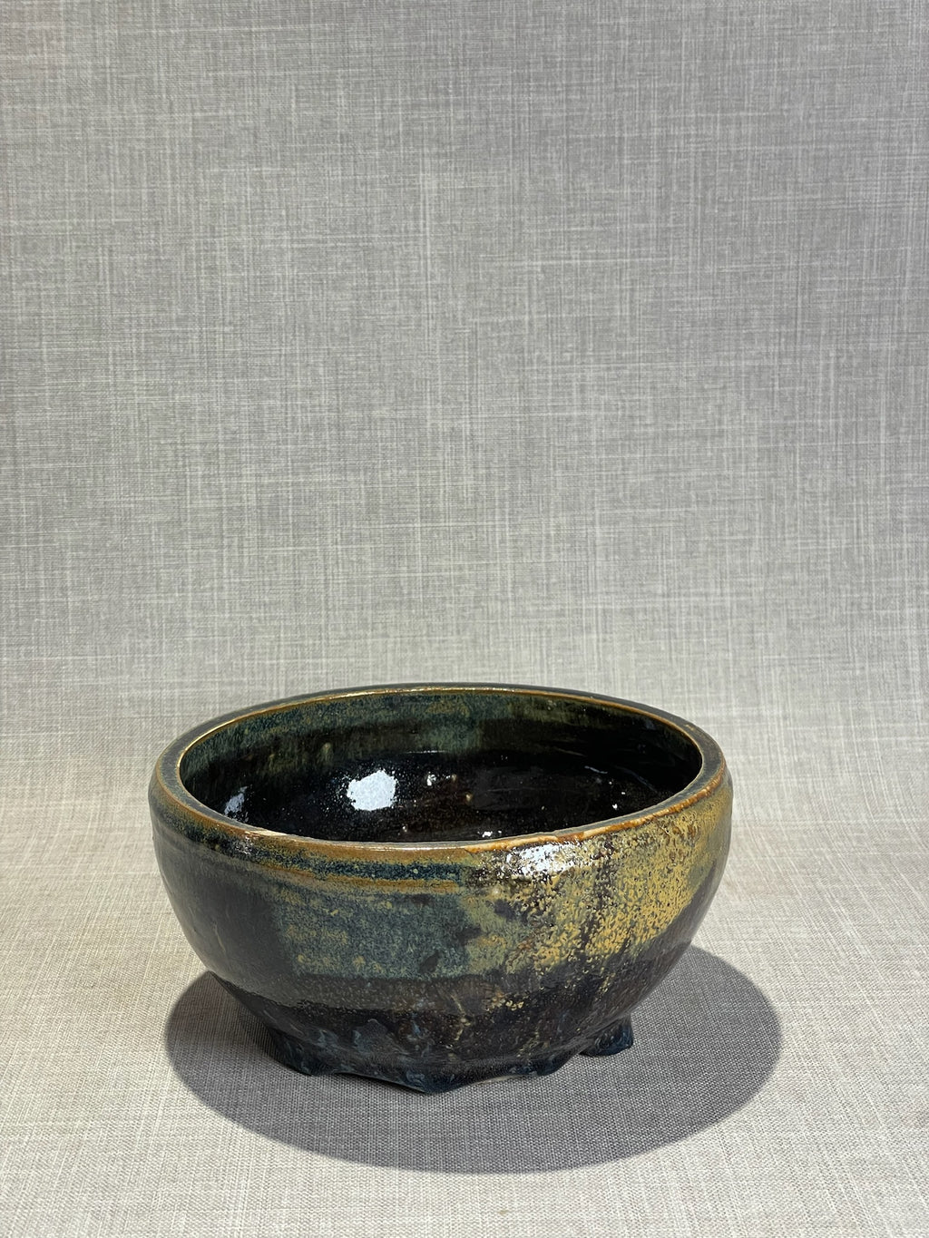 handmade ceramic bowl drip glaze stoneware detail