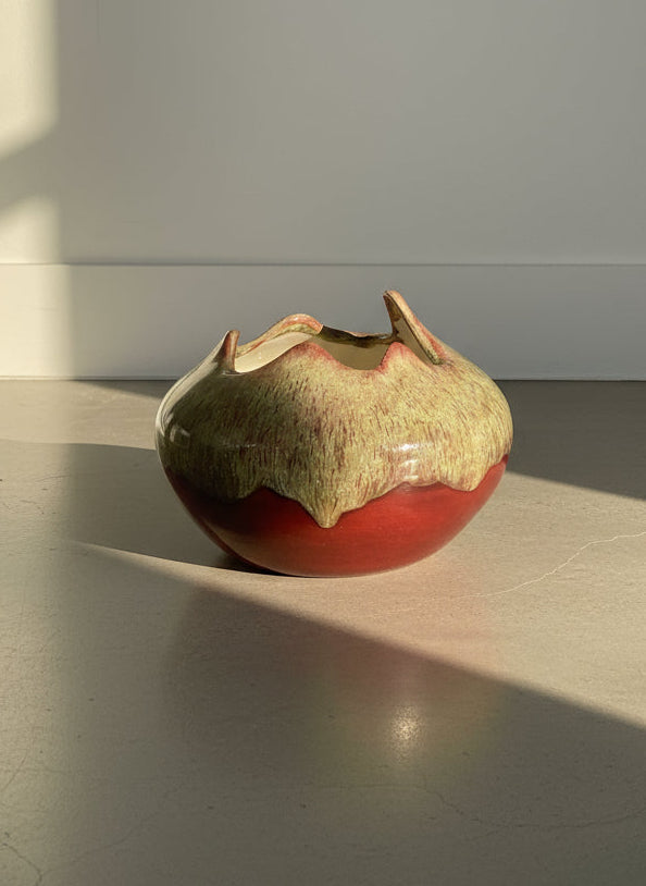 Vintage Pink Ceramic Pinched Top Bowl