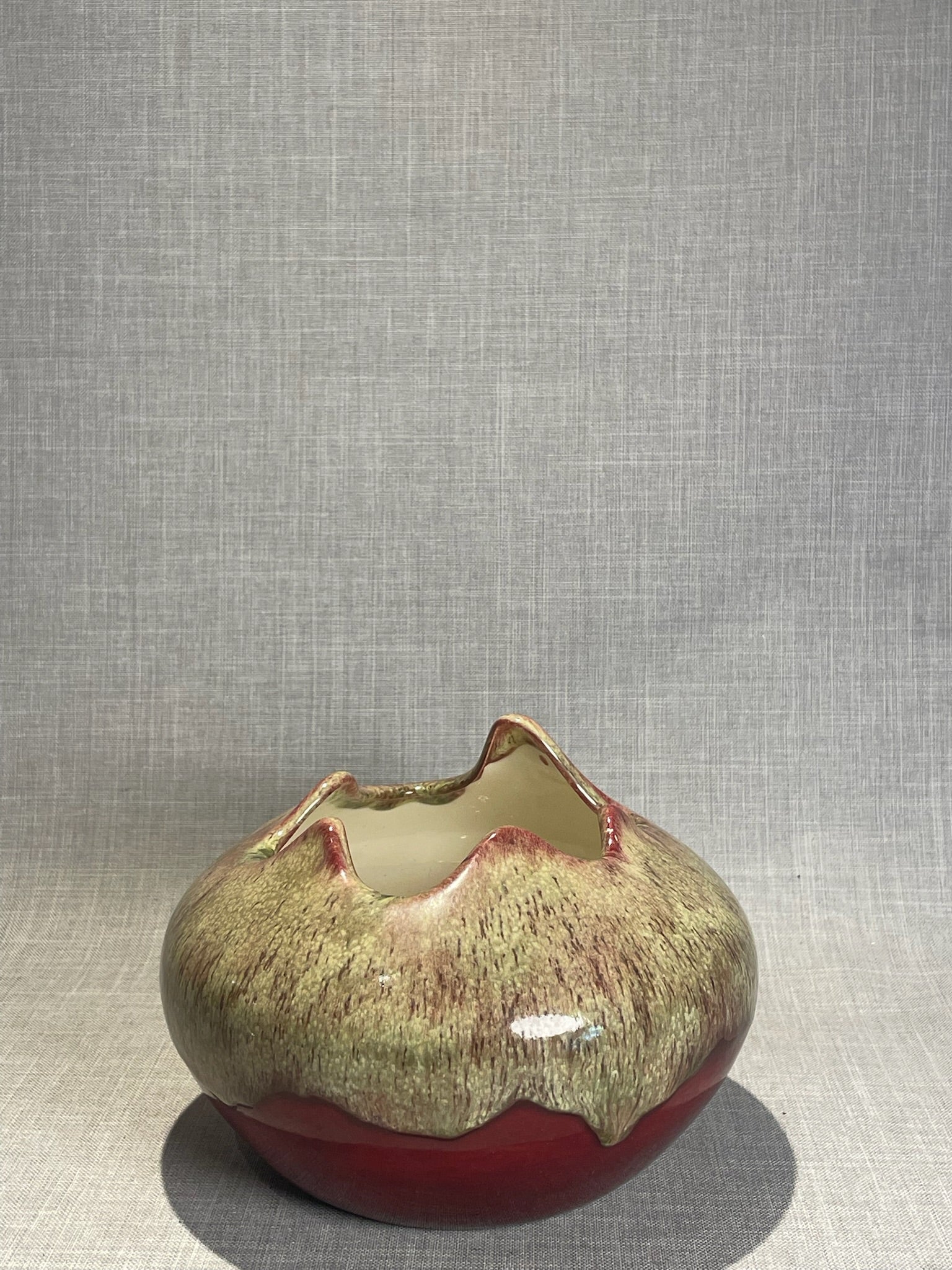 Vintage Pink Ceramic Pinched Top Bowl