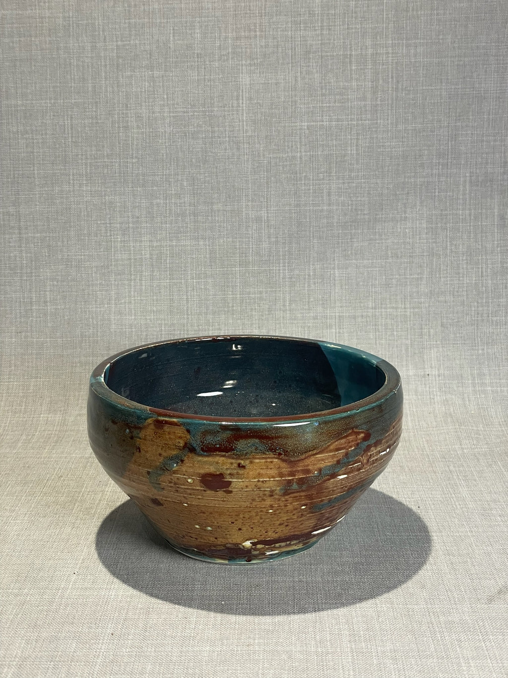 teal glazed ceramic bowl studio pottery centerpiece