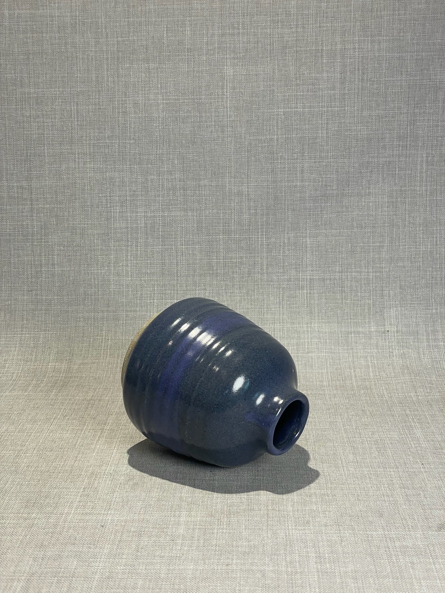 Signed Studio Pottery Blue Glazed Bud Vase