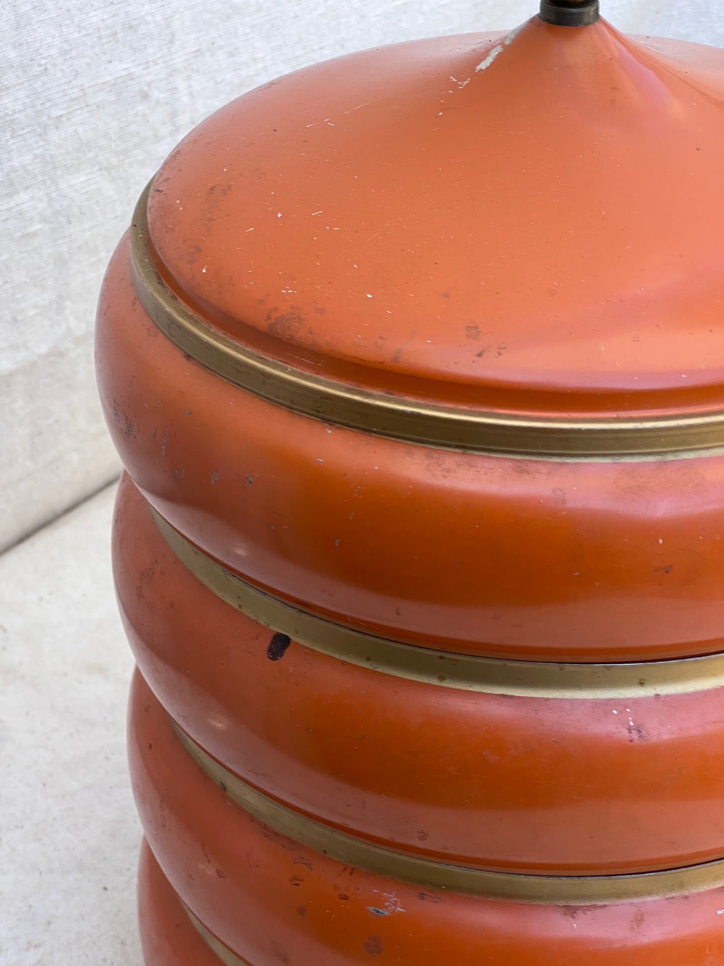 Vintage 1960s Mid-Century Orange Metal Canister Set