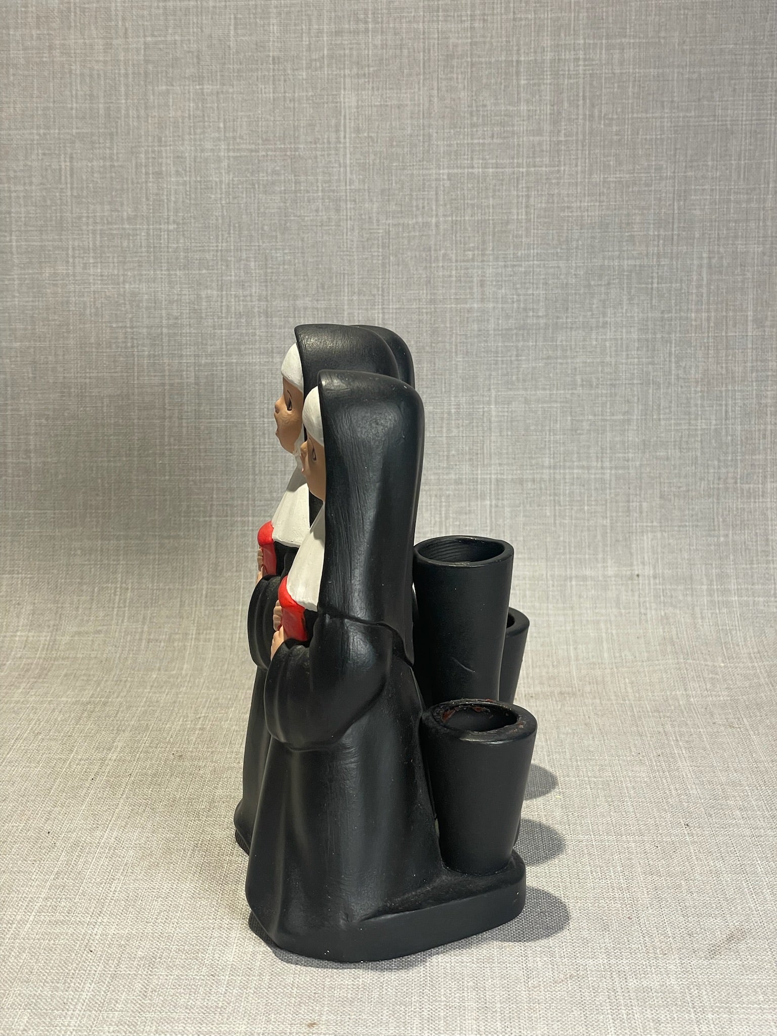 Vintage Triple Singing Nun Candle Holder Centerpiece