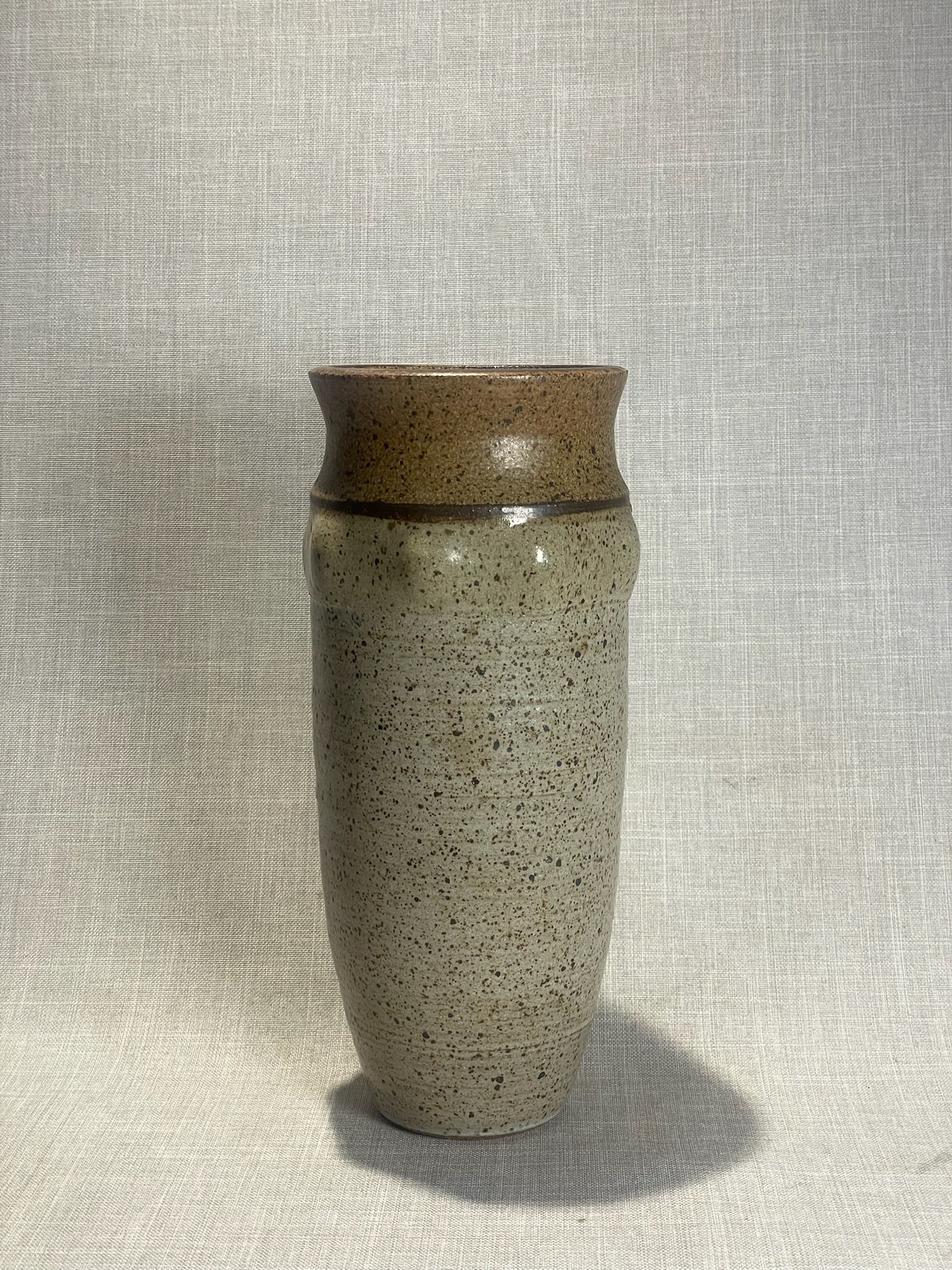 Rustic Studio Pottery Vase Hand-Thrown Speckled Stoneware with Artist Signature