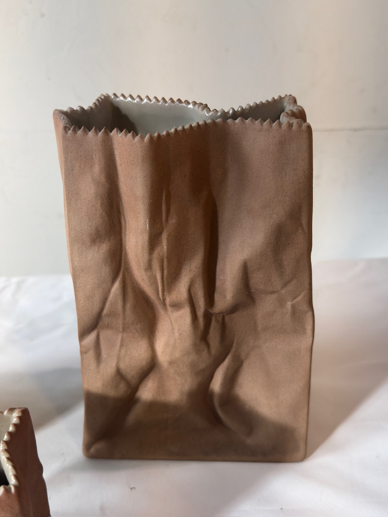 Tapio Wirkkala for Rosenthal “Paper Bag” Ceramic Vases, Germany, 1970s – Sculptural Set of 3