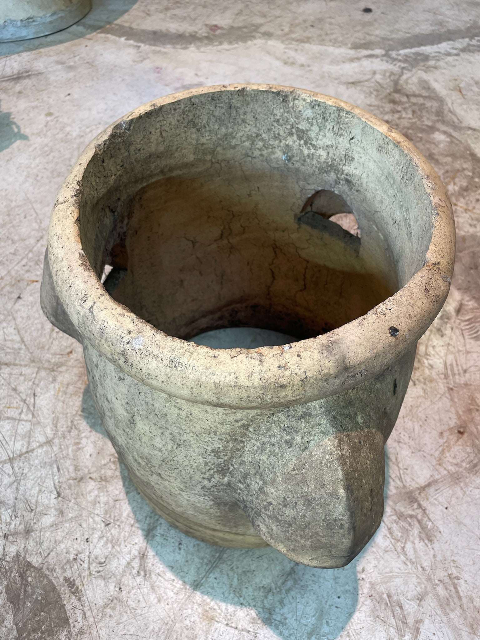 Large Antique Buff Terracotta Pot