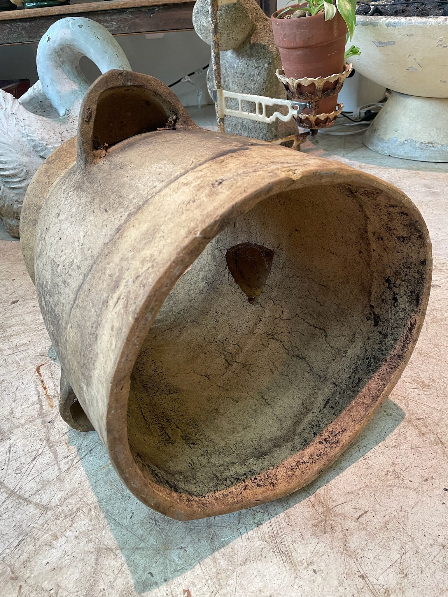 Large Antique Buff Terracotta Pot