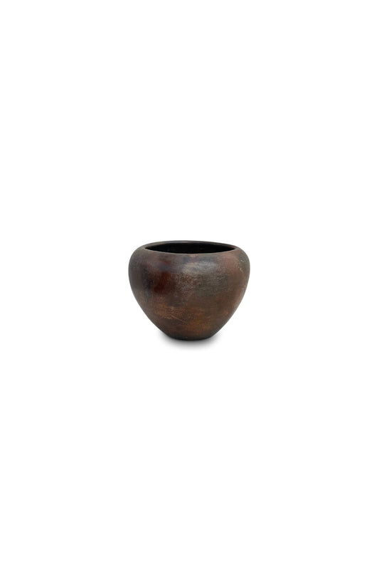Small Vintage Dark Brown Clay Vase