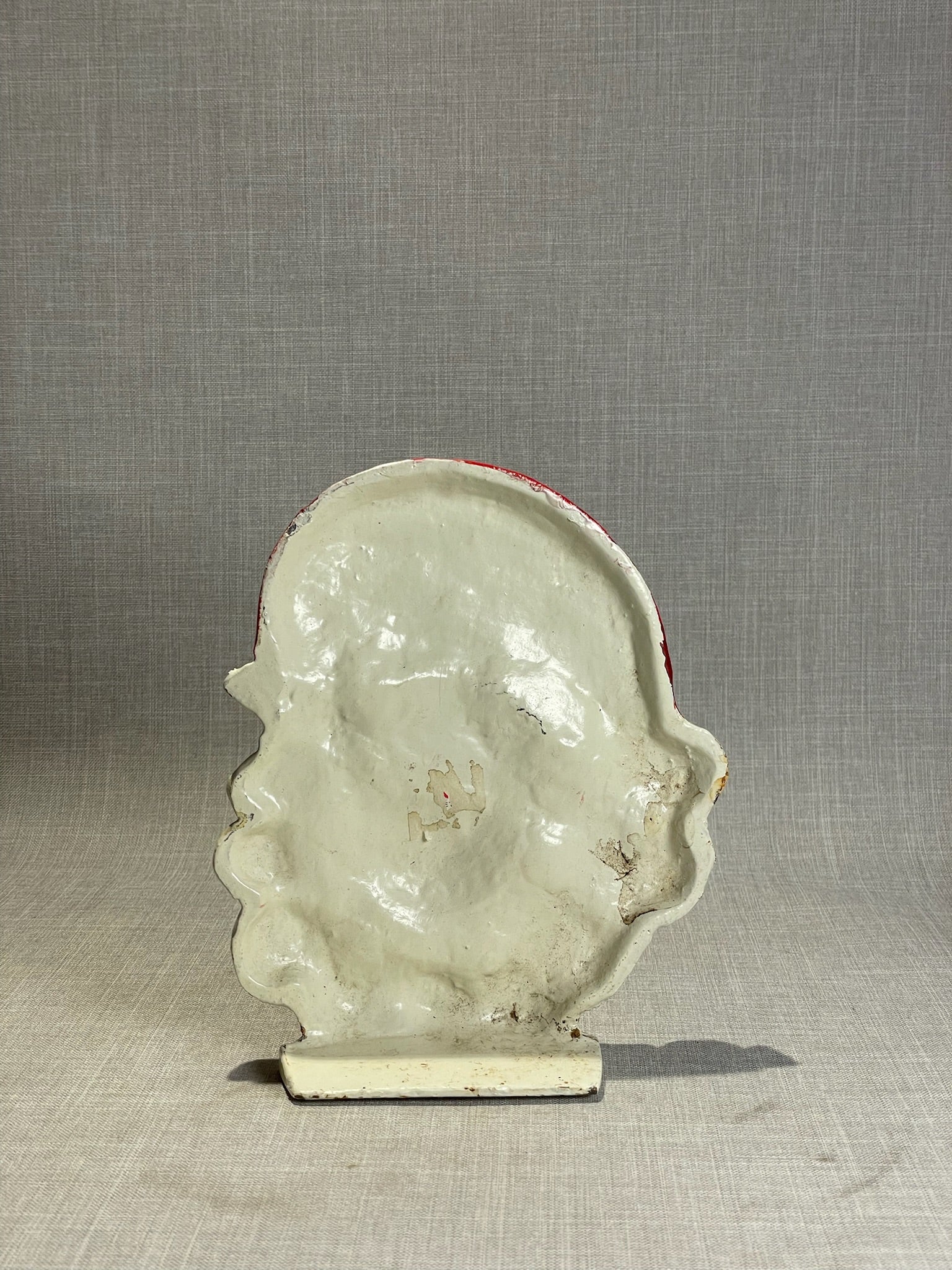 Vintage Iron Santa Claus Head Standing Holiday Display Figural or Door Stopper