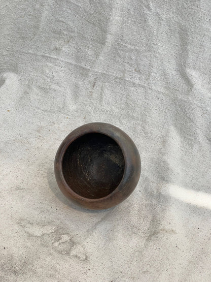 Small Vintage Dark Brown Clay Vase