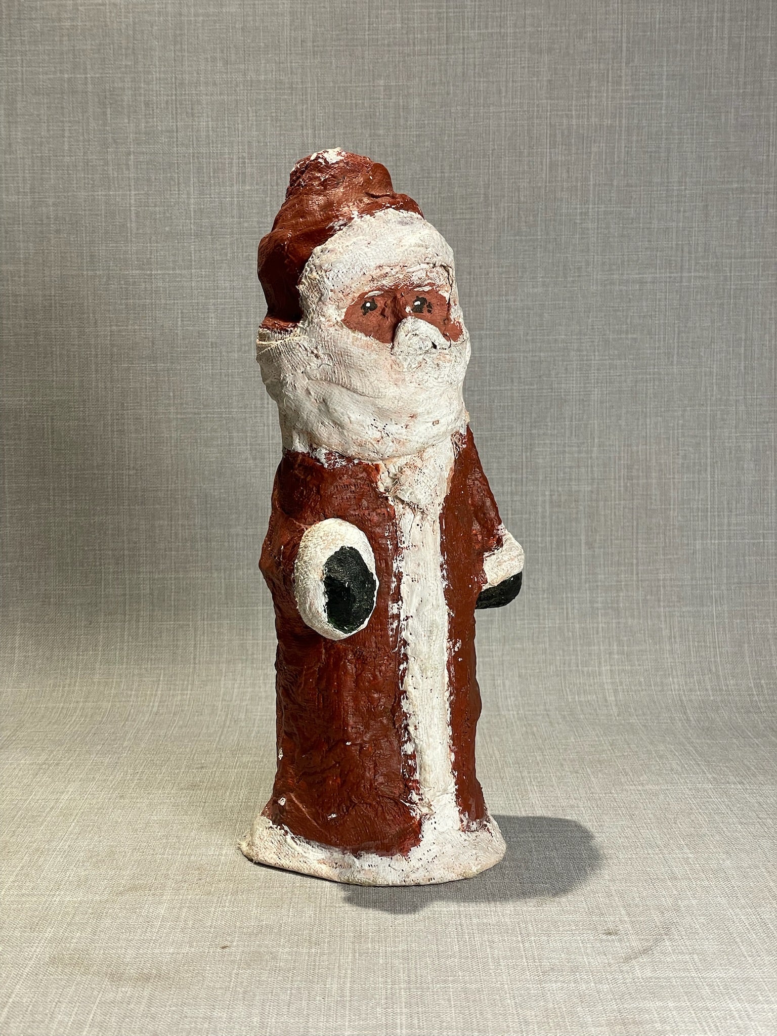 Primitive Handcrafted Papier-Mâché Santa Claus Figure