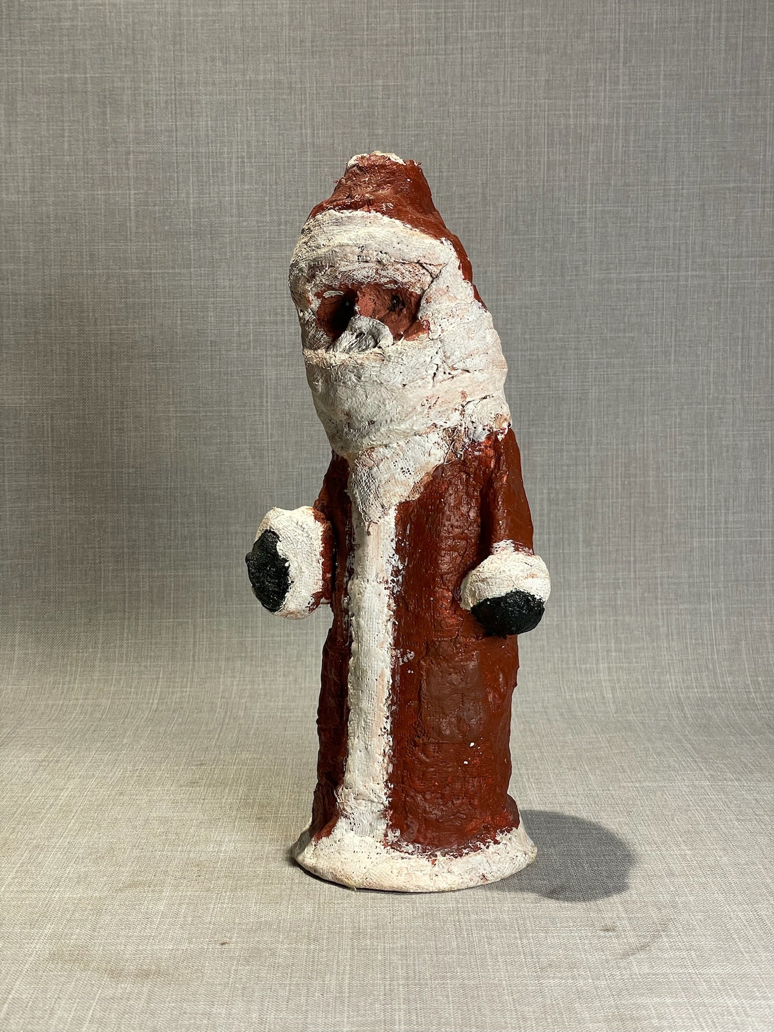 Primitive Handcrafted Papier-Mâché Santa Claus Figure
