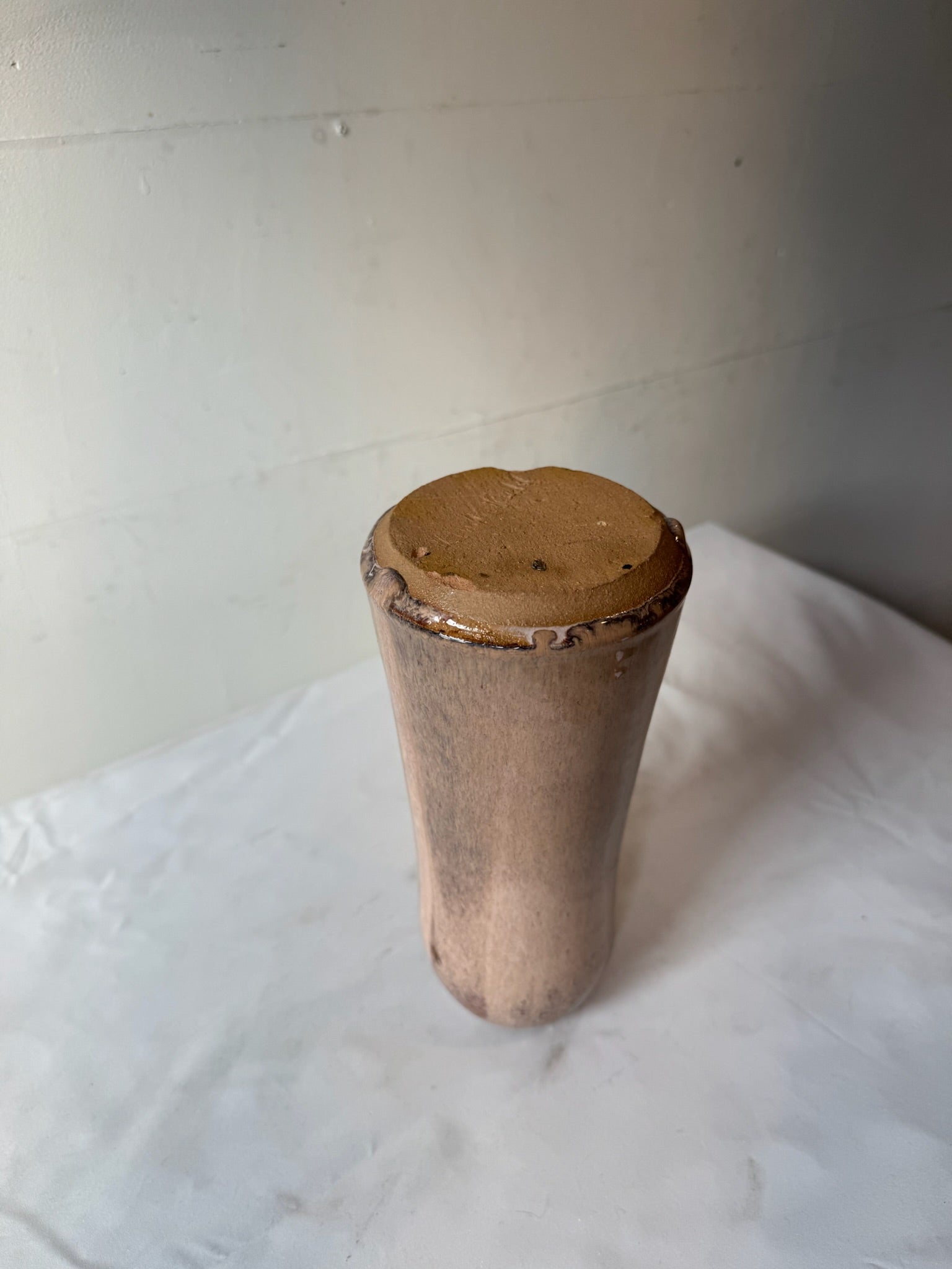 Handcrafted Glazed Stoneware Studio Pottery Vase with Relief Floral Motif