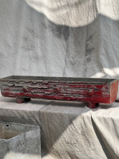 1960s French Faux Bois Trough Concrete Planter