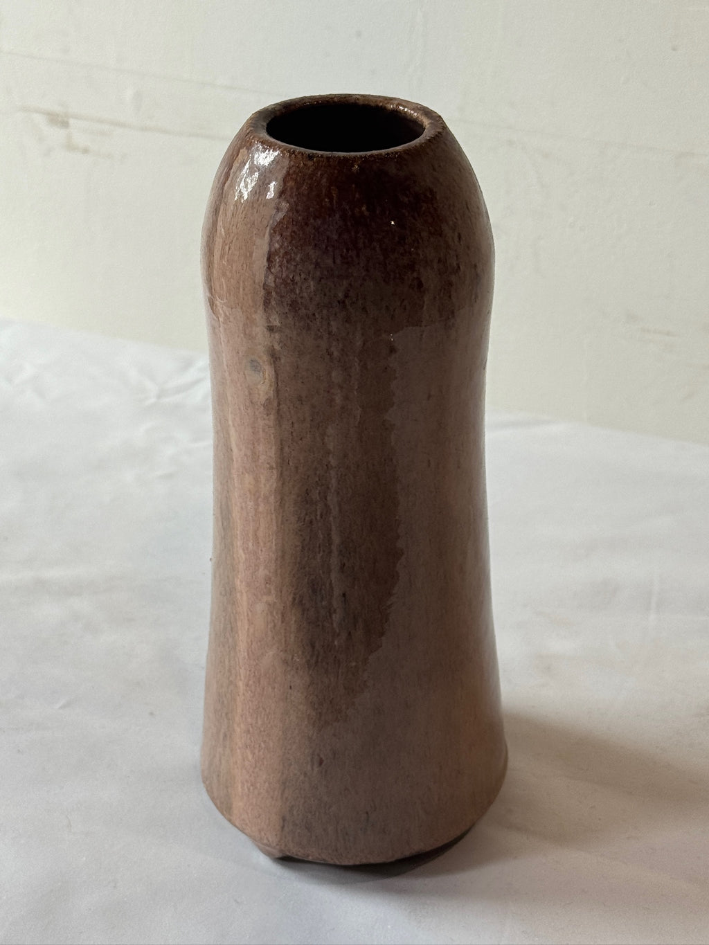 Handcrafted Glazed Stoneware Studio Pottery Vase with Relief Floral Motif