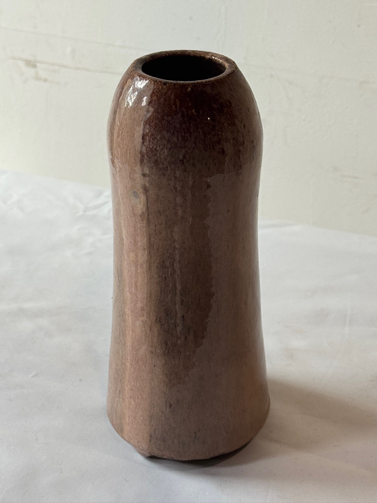 Handcrafted Glazed Stoneware Studio Pottery Vase with Relief Floral Motif