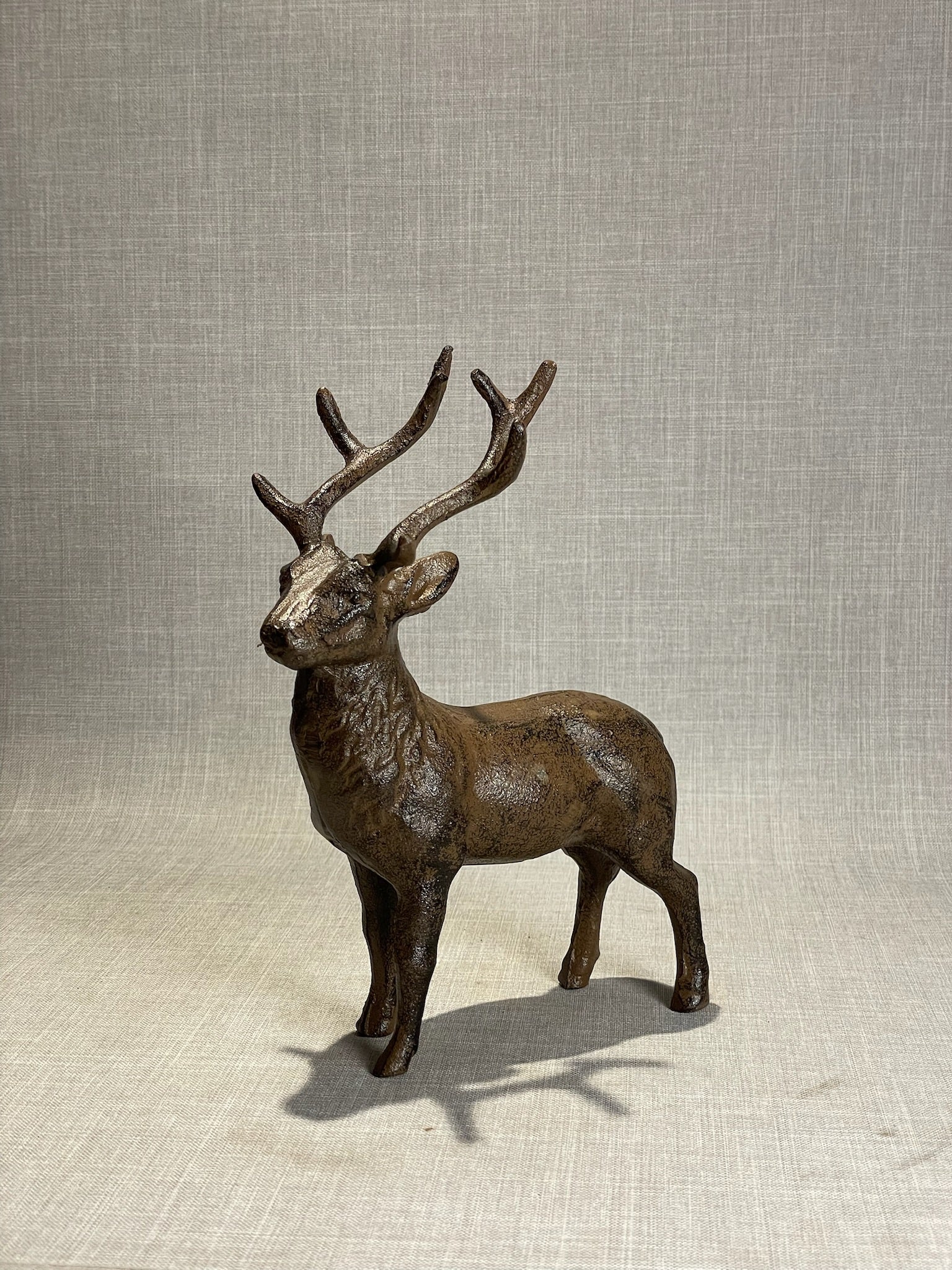 Hand-Finished Cast Metal Stag Pair with Detailed Antlers