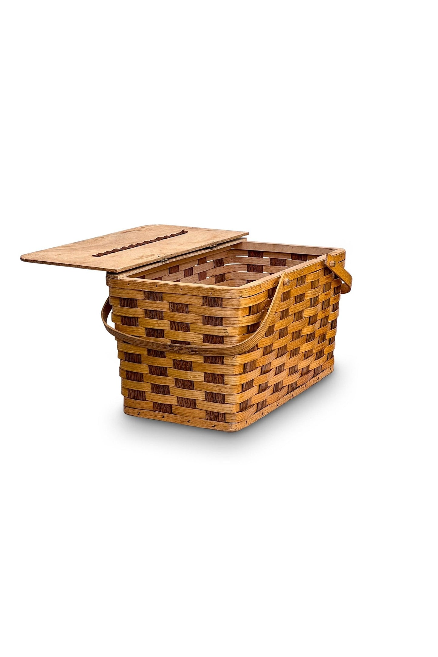 Vintage Splint Wood Picnic Basket