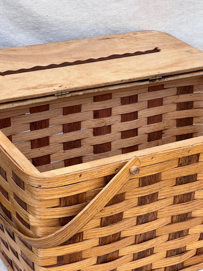 Vintage Splint Wood Picnic Basket