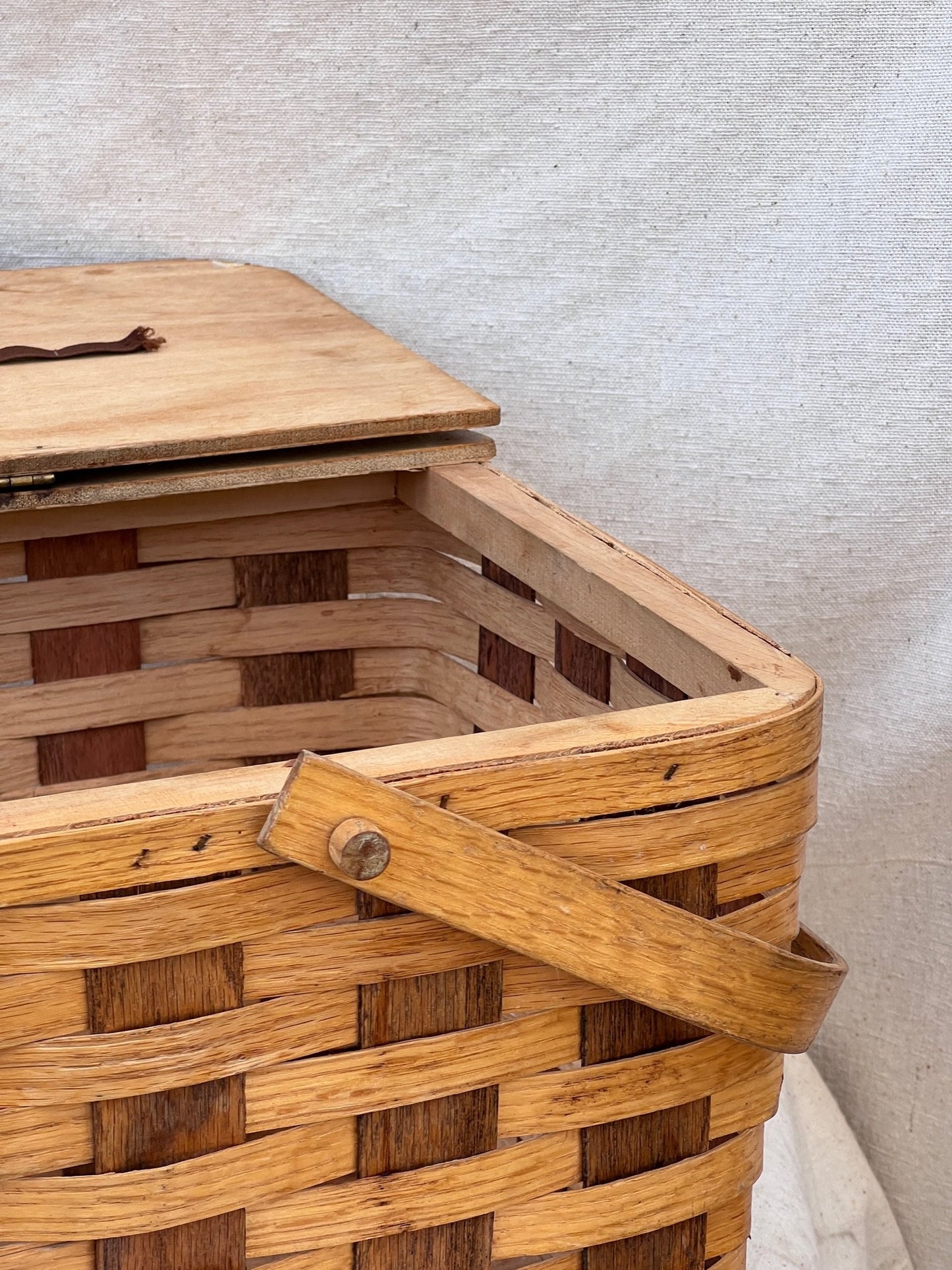 Vintage Splint Wood Picnic Basket