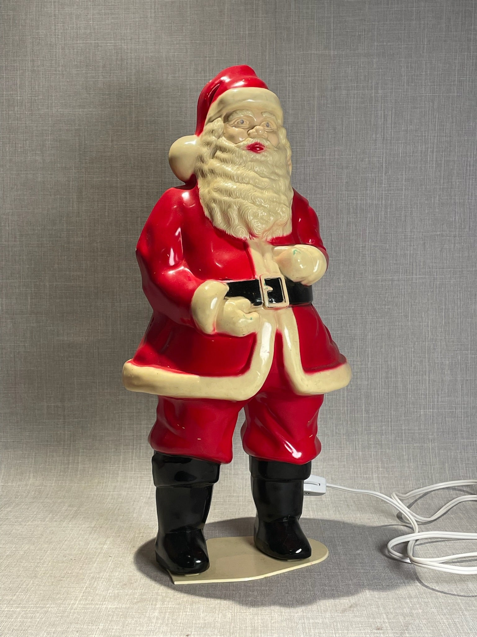 Vintage White Light-Up Santa Claus Blow Mold Holiday Decoration
