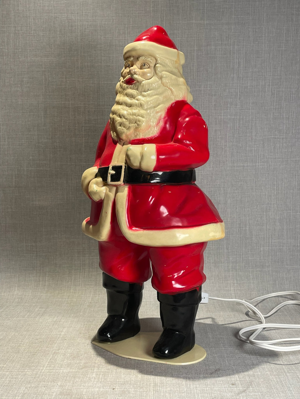 Vintage White Light-Up Santa Claus Blow Mold Holiday Decoration