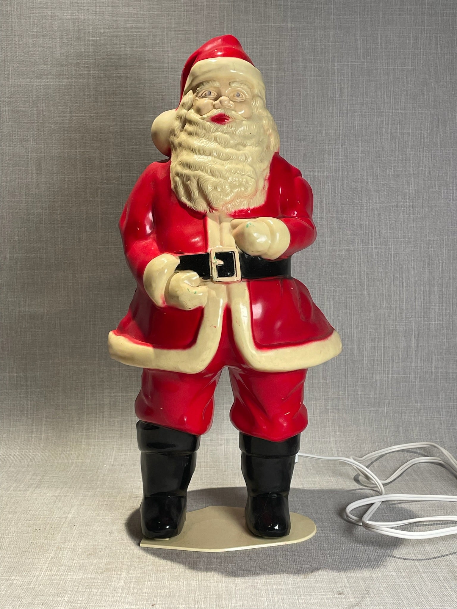 Vintage White Light-Up Santa Claus Blow Mold Holiday Decoration
