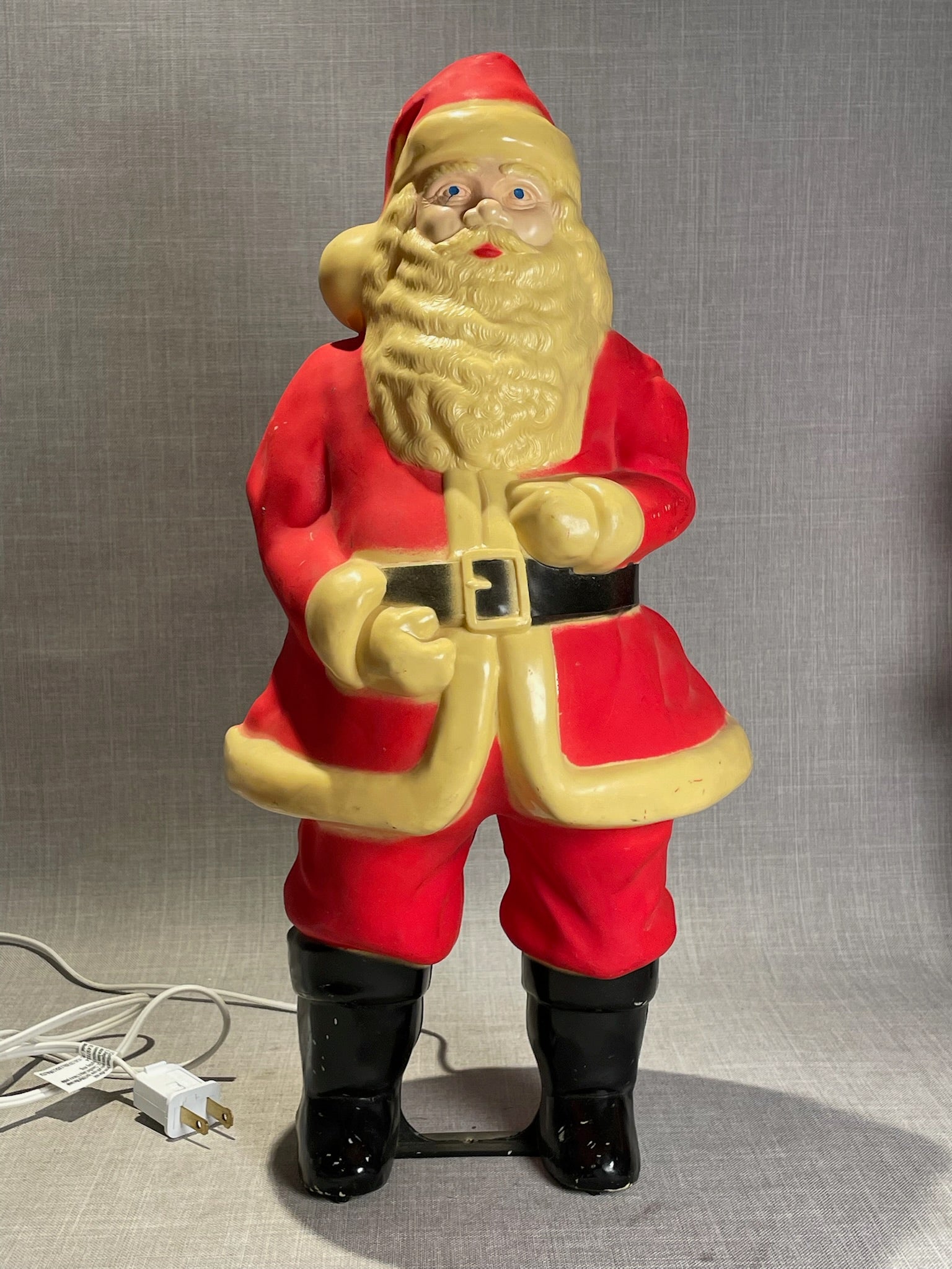 Vintage Yellow Light-Up Santa Claus Blow Mold Holiday Decoration