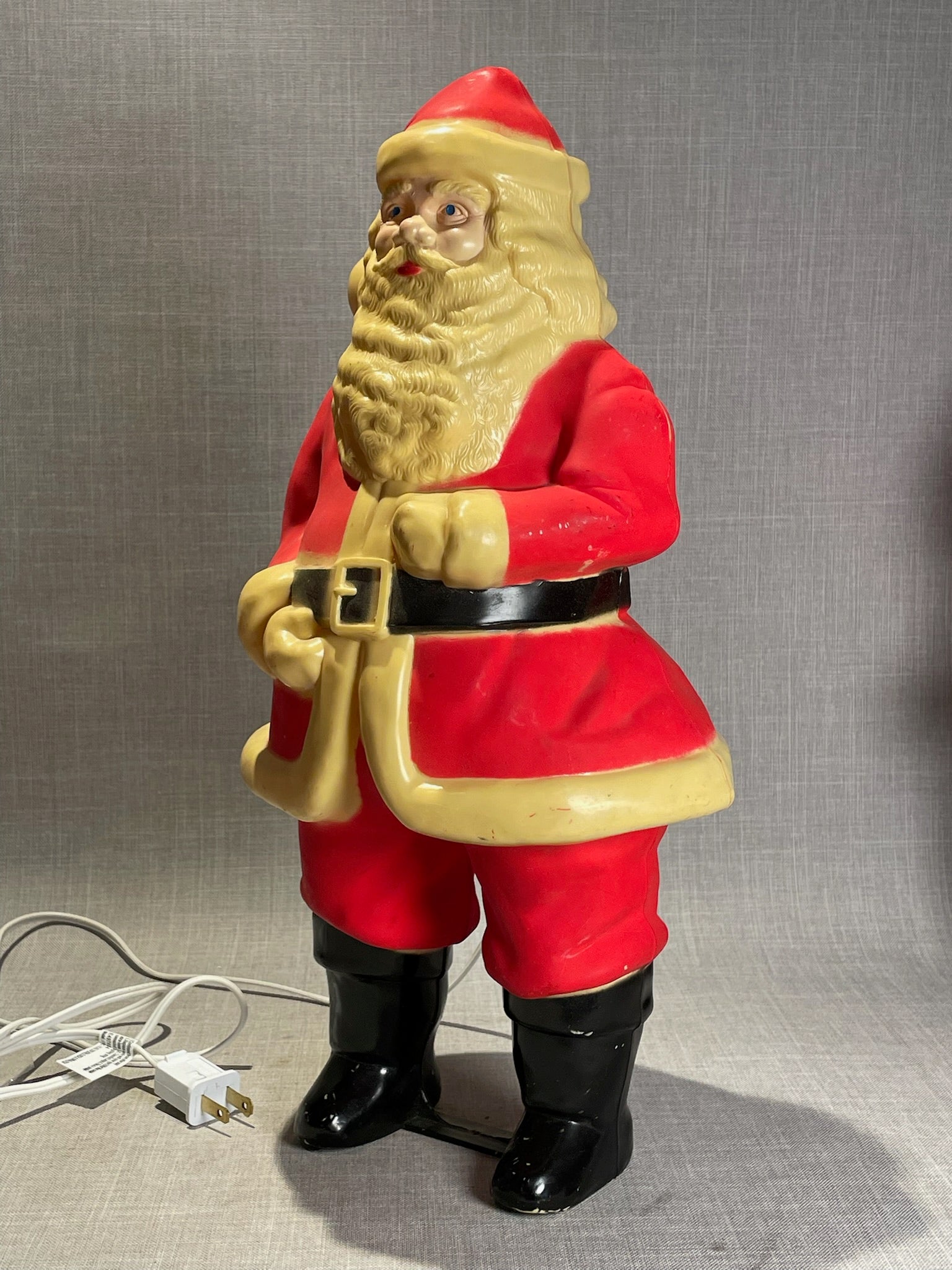Vintage Yellow Light-Up Santa Claus Blow Mold Holiday Decoration