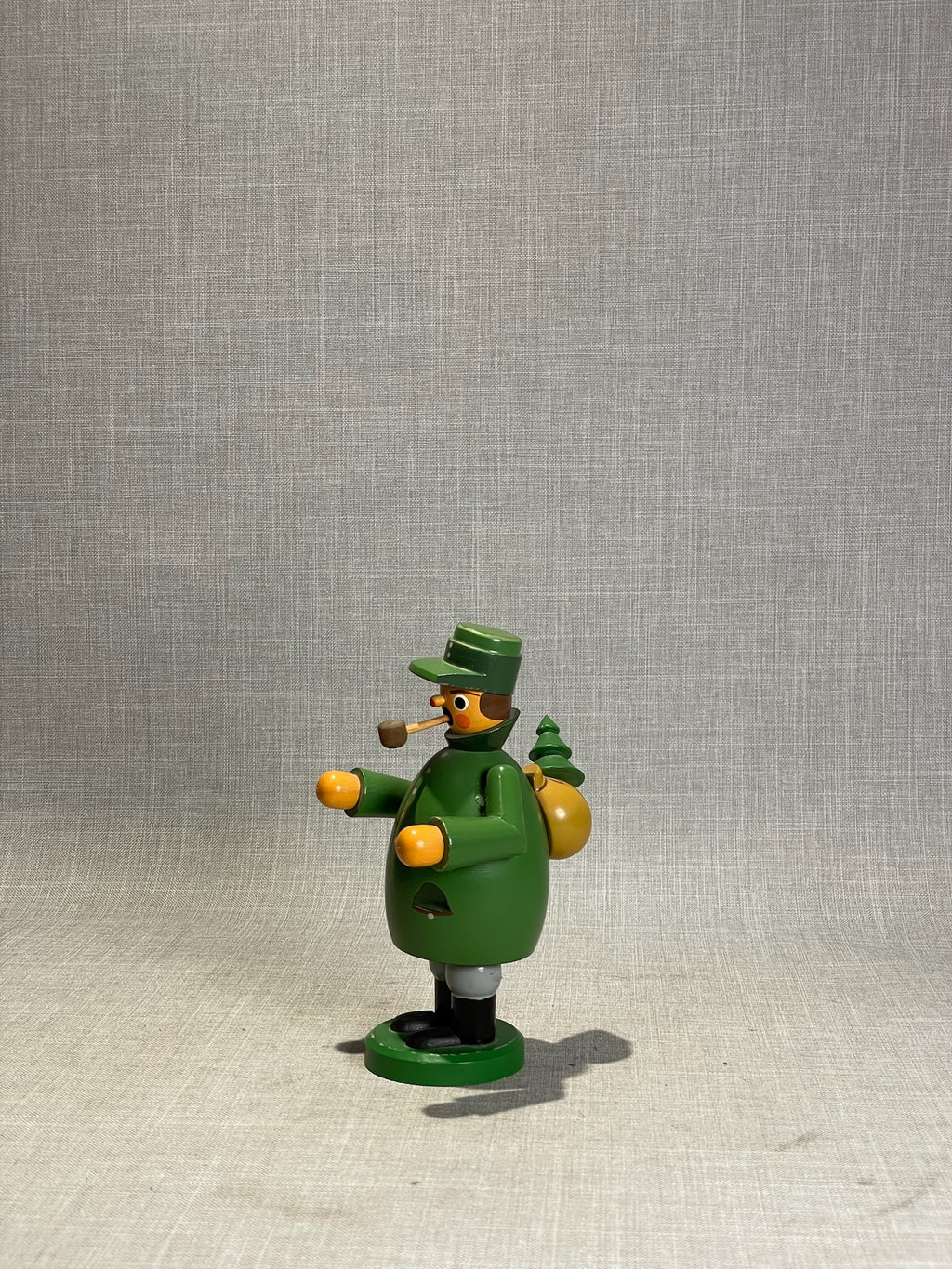 Vintage German Green Woodsman Incense Smoker Figurine with Pipe & Pack