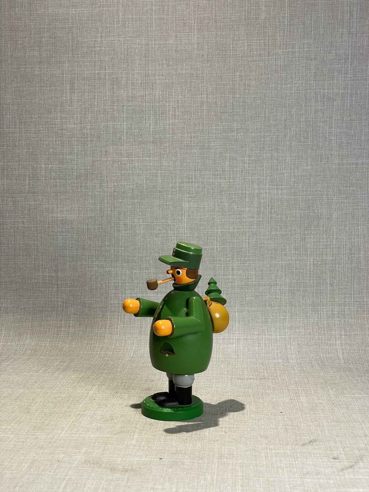 Vintage German Green Woodsman Incense Smoker Figurine with Pipe & Pack