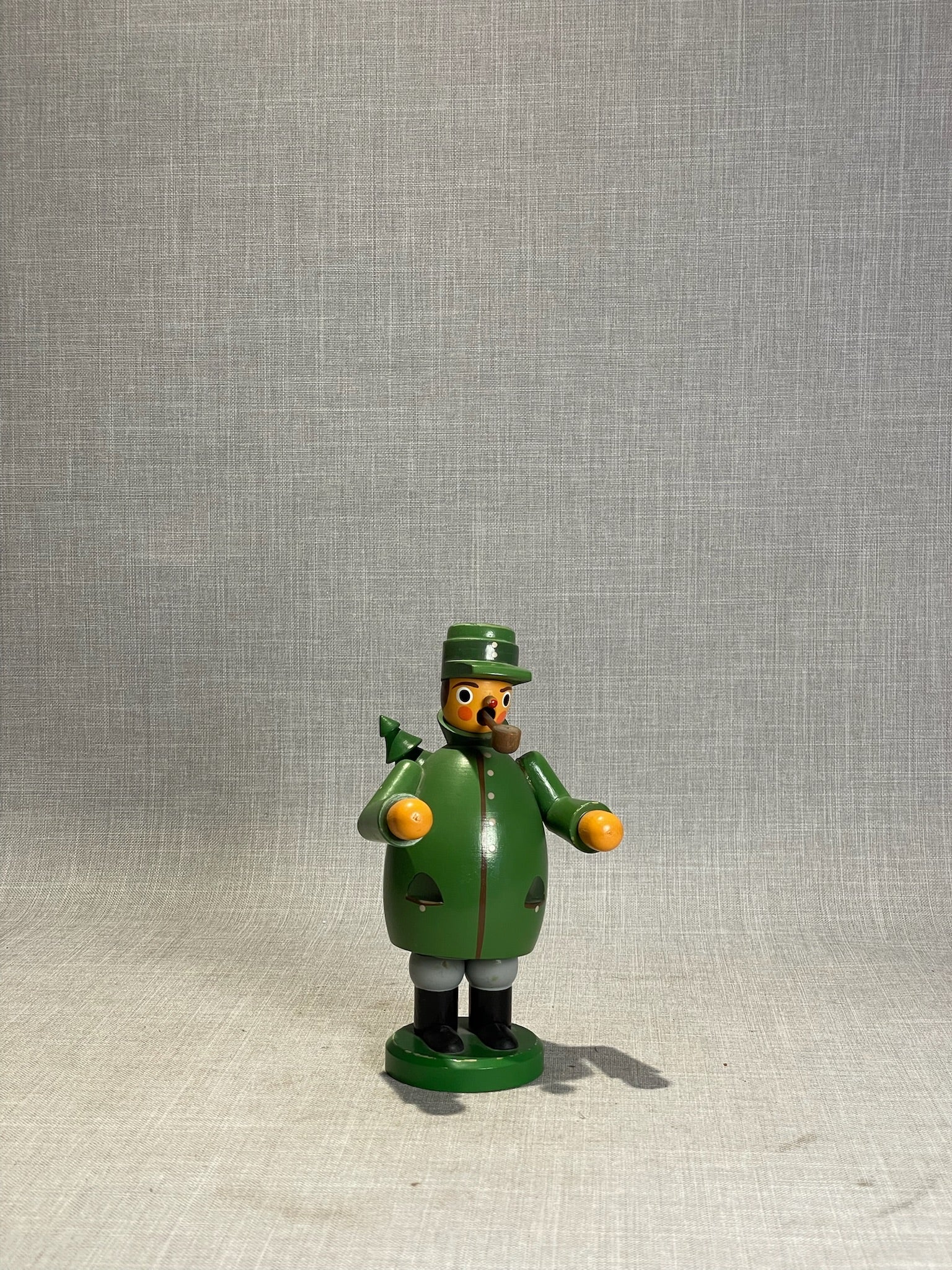 Vintage German Green Woodsman Incense Smoker Figurine with Pipe & Pack
