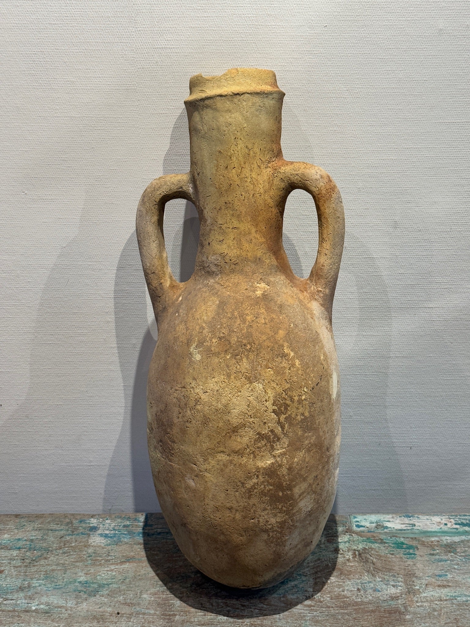 Ancient-Style Mediterranean Terracotta Amphora with Twin Handles and Natural Aged Patina - hommes + gardens estudio