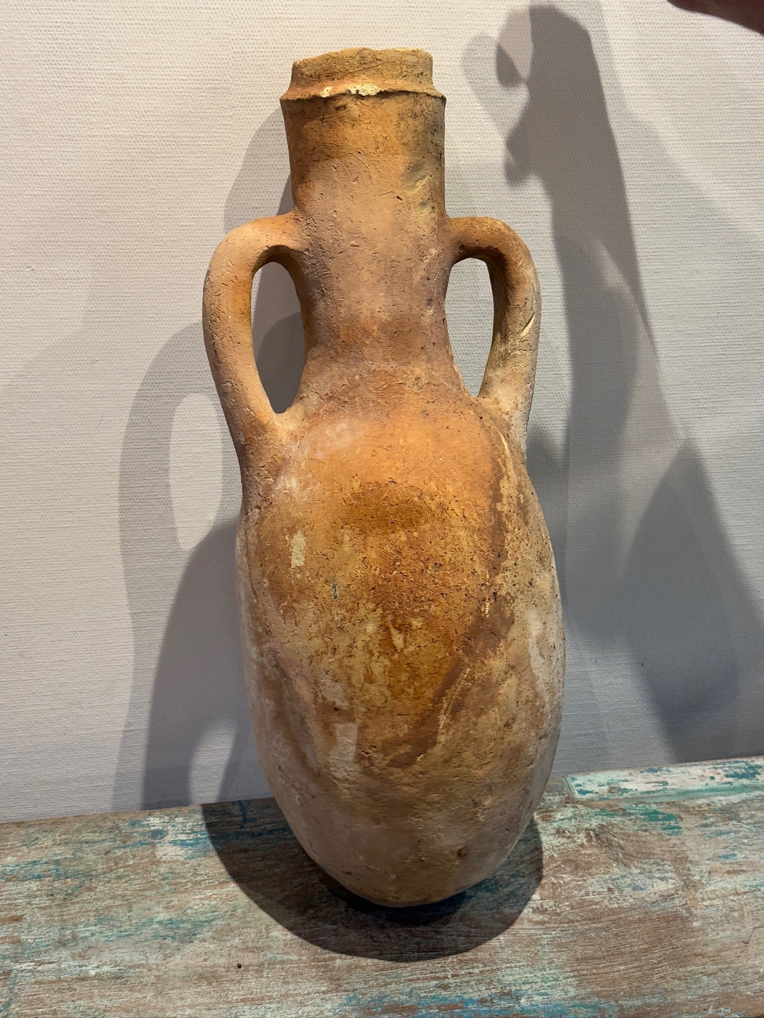 Ancient-Style Mediterranean Terracotta Amphora with Twin Handles and Natural Aged Patina - hommes + gardens estudio.