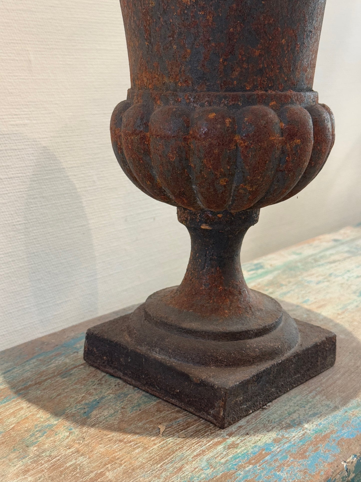 Antique French Neoclassical Cast Iron Mini Urn Planter – Aged Patina