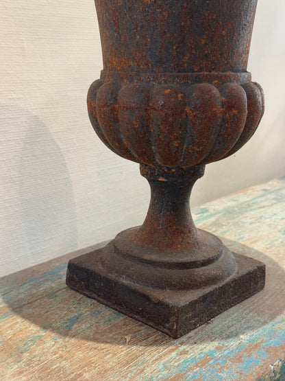 Antique French Neoclassical Cast Iron Mini Urn Planter – Aged Patina