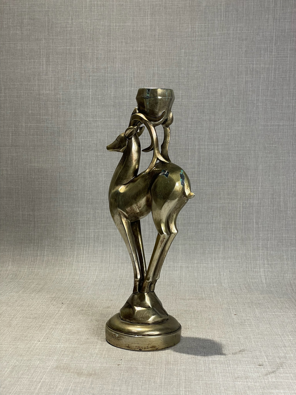 Vintage Brass Gazelle Candlestick – Sculptural Mid-Century Art Deco–Style Antelope Candle Holder