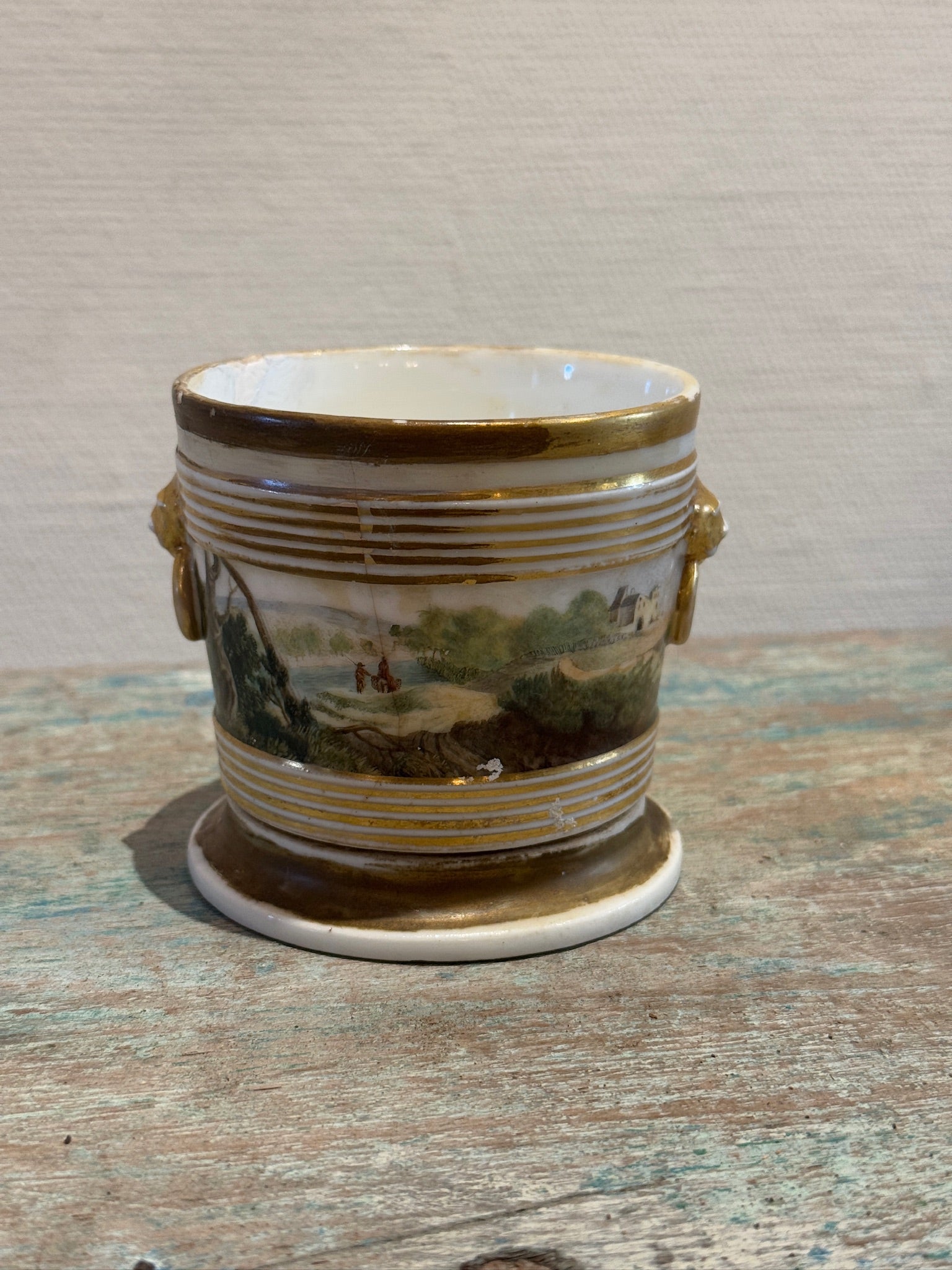 19th Century Hand-Painted Porcelain Cachepot Attributed to Tucker Factory