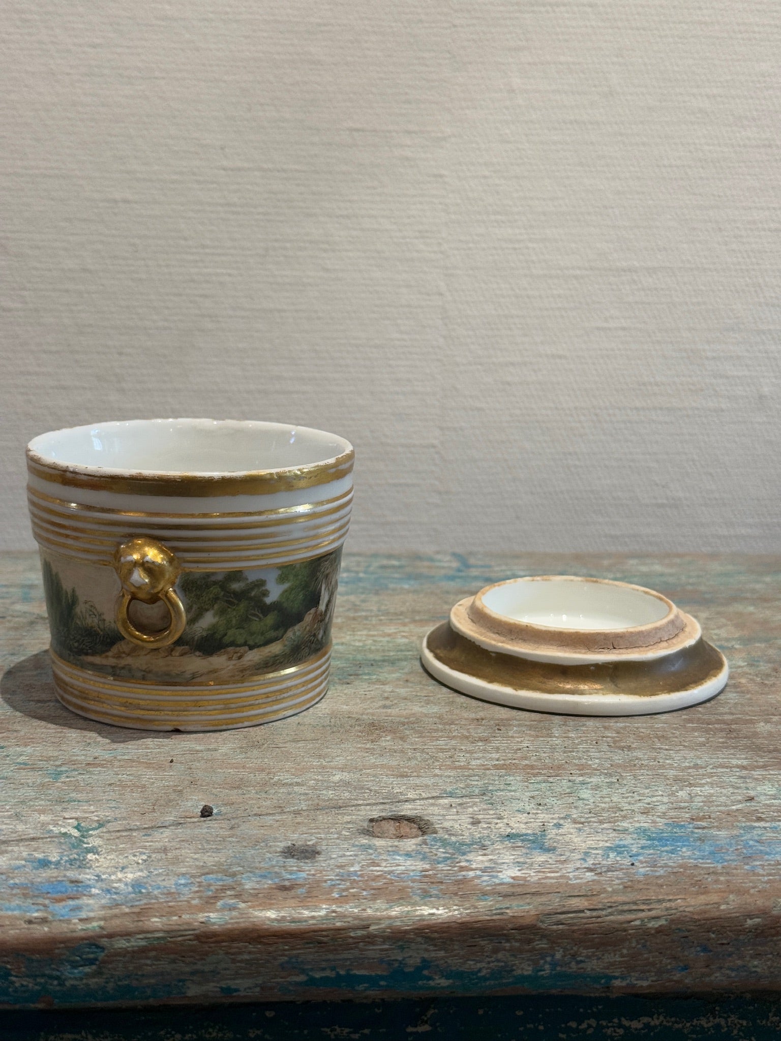 Early 19th Century Hand-Painted Porcelain Cachepot Attributed to Tucker Factory