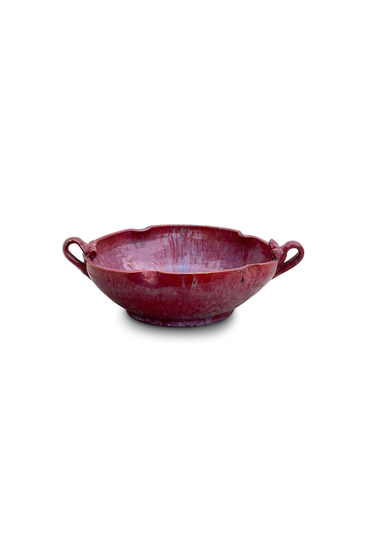 Handmade Magenta Ceramic Bowl with Handles