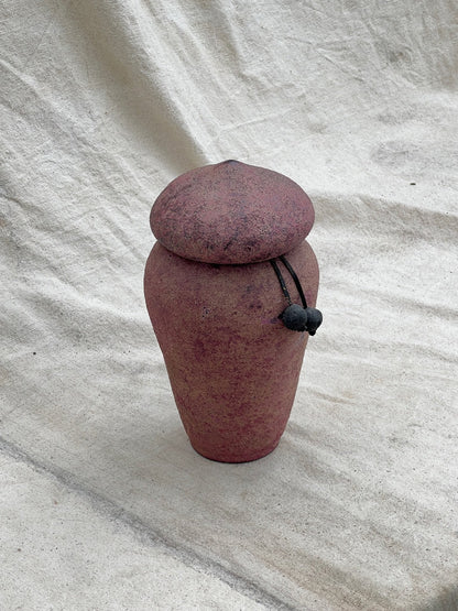 Handmade Textured Urn with Beaded Accent