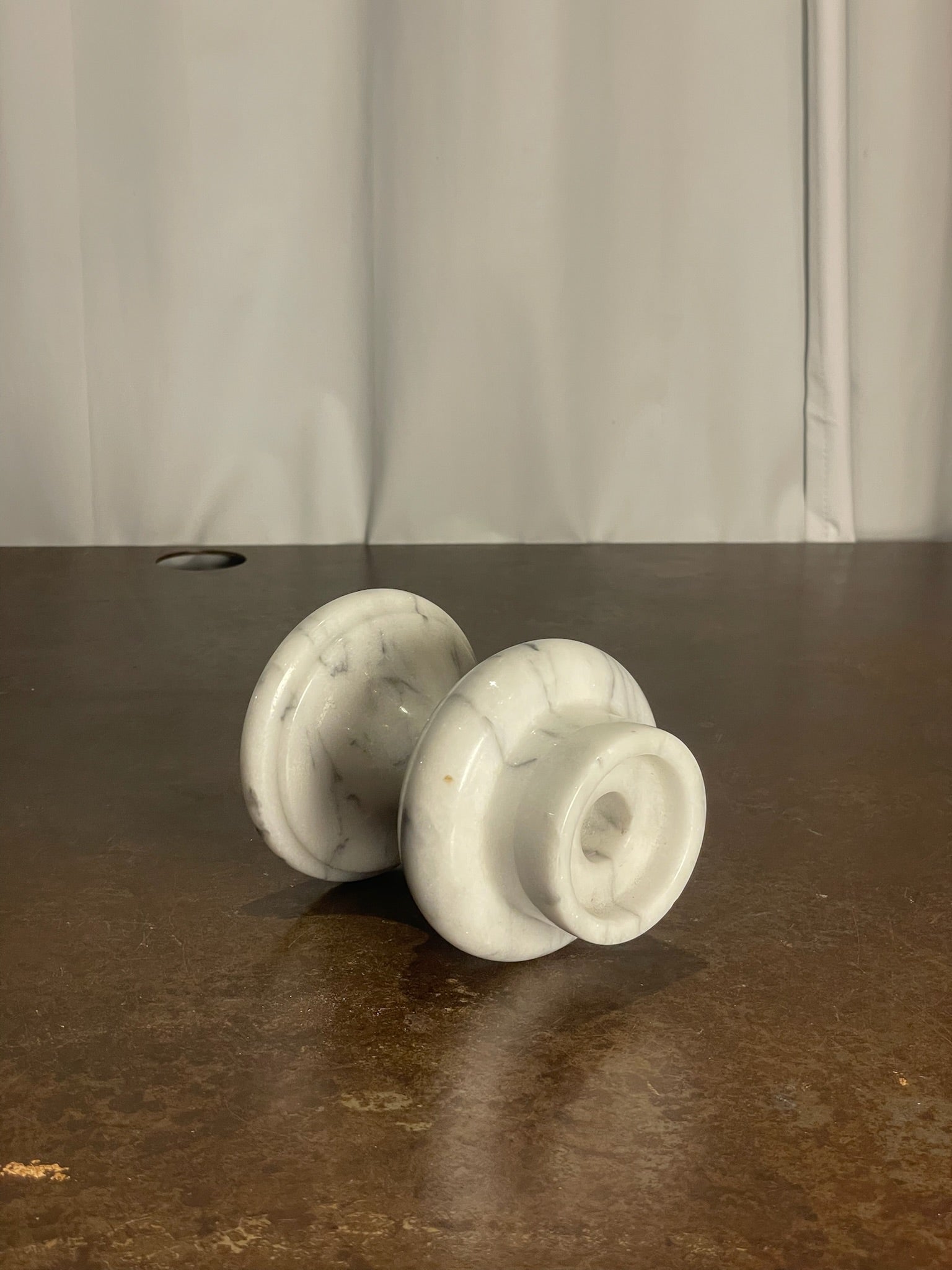 Stoneware White Marble Stone Candlestick Holder