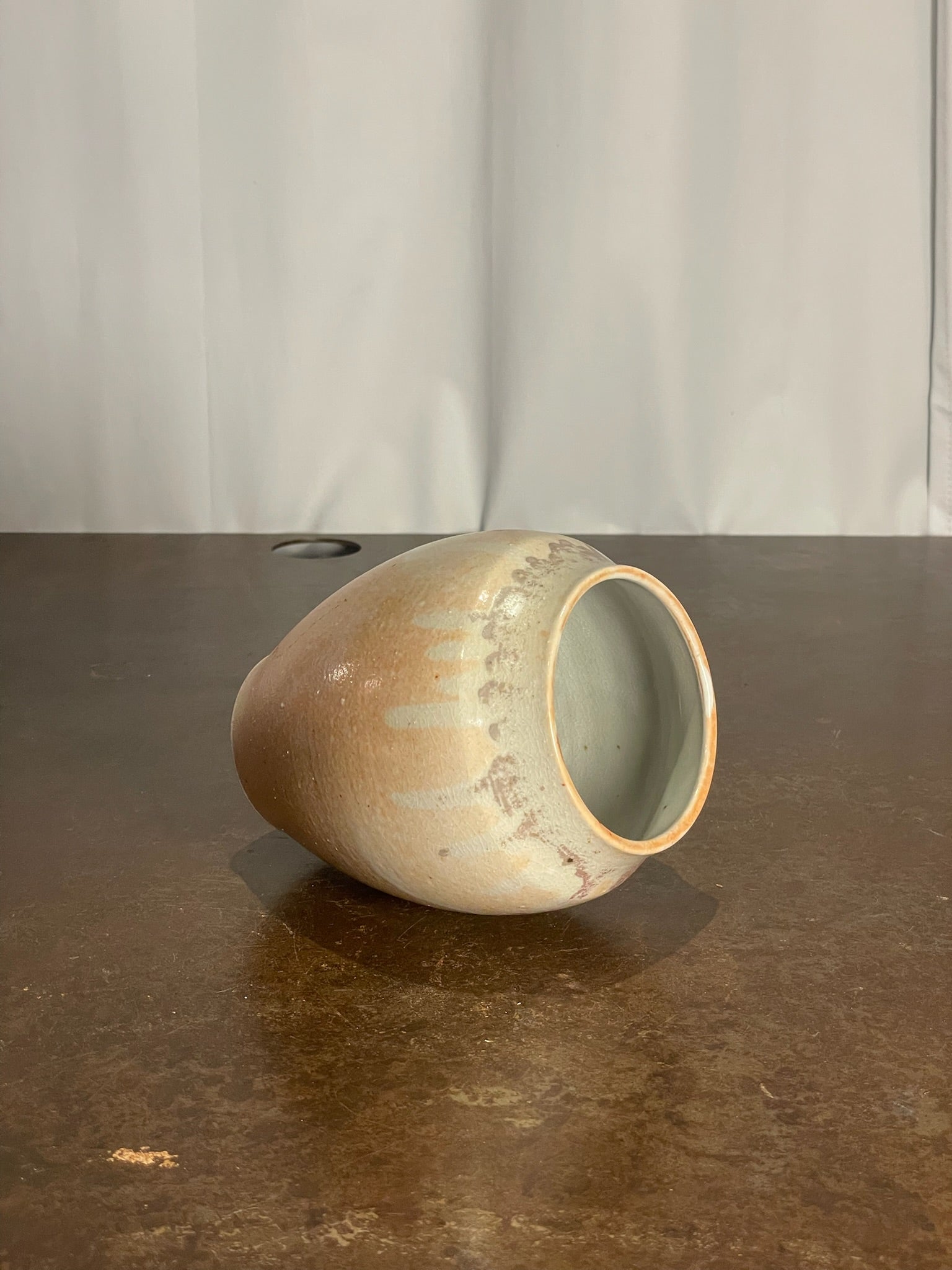 Handmade Drip-Glaze Clay Vase – Earth-Tone Studio Pottery