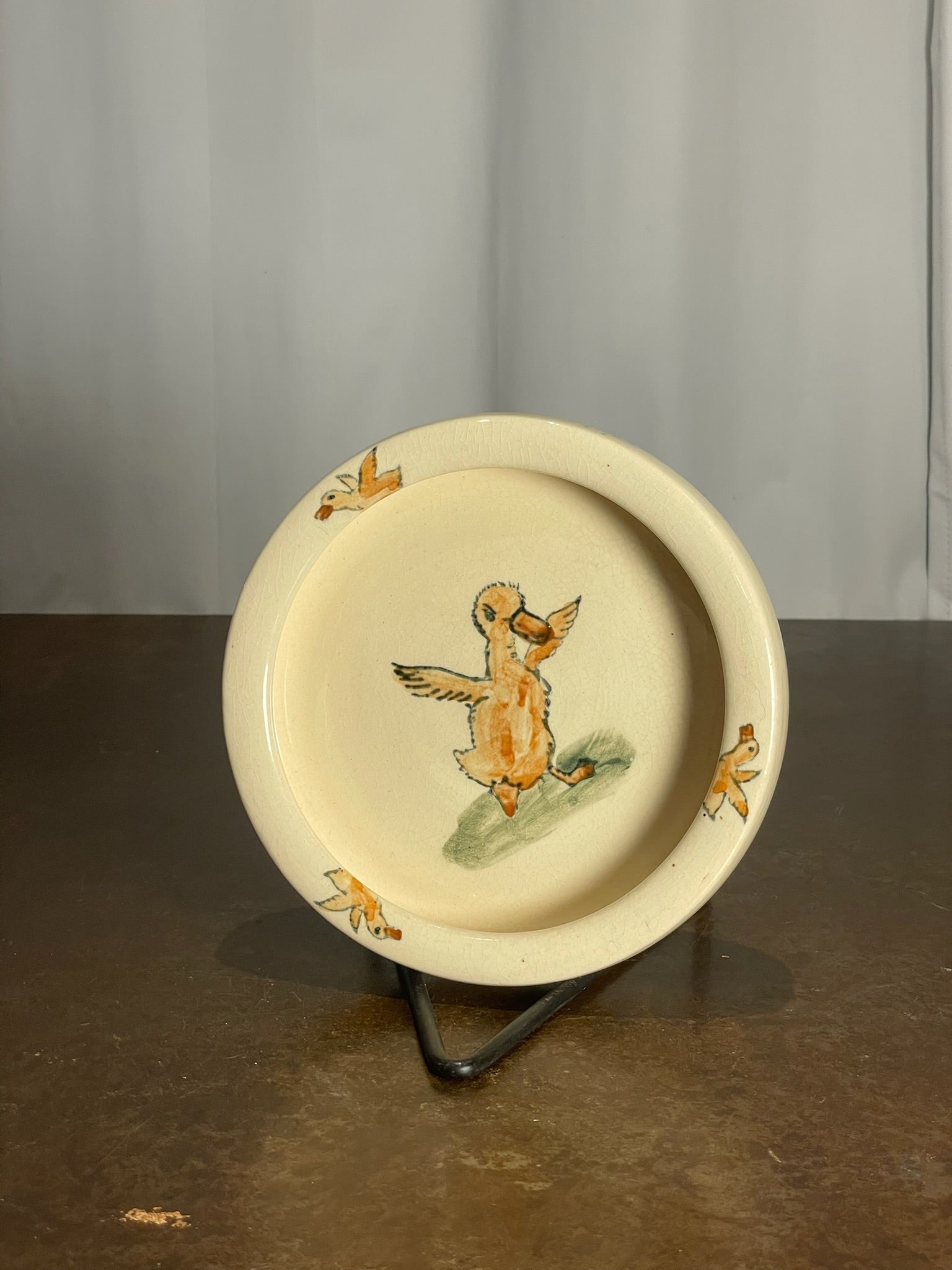 Hand-Painted Duck Motif Ceramic Plate