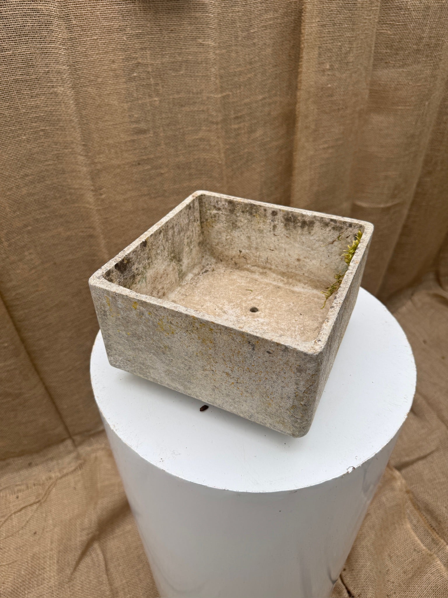 Vintage Willy Guhl Square Planter with Natural Weathered Patina