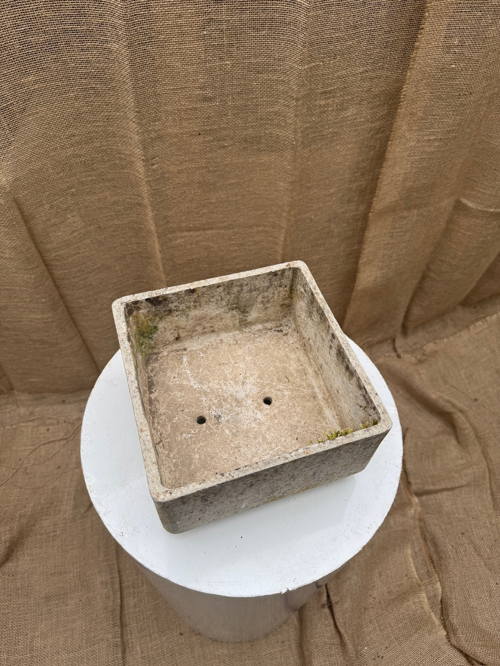 Vintage Willy Guhl Square Planter with Natural Weathered Patina