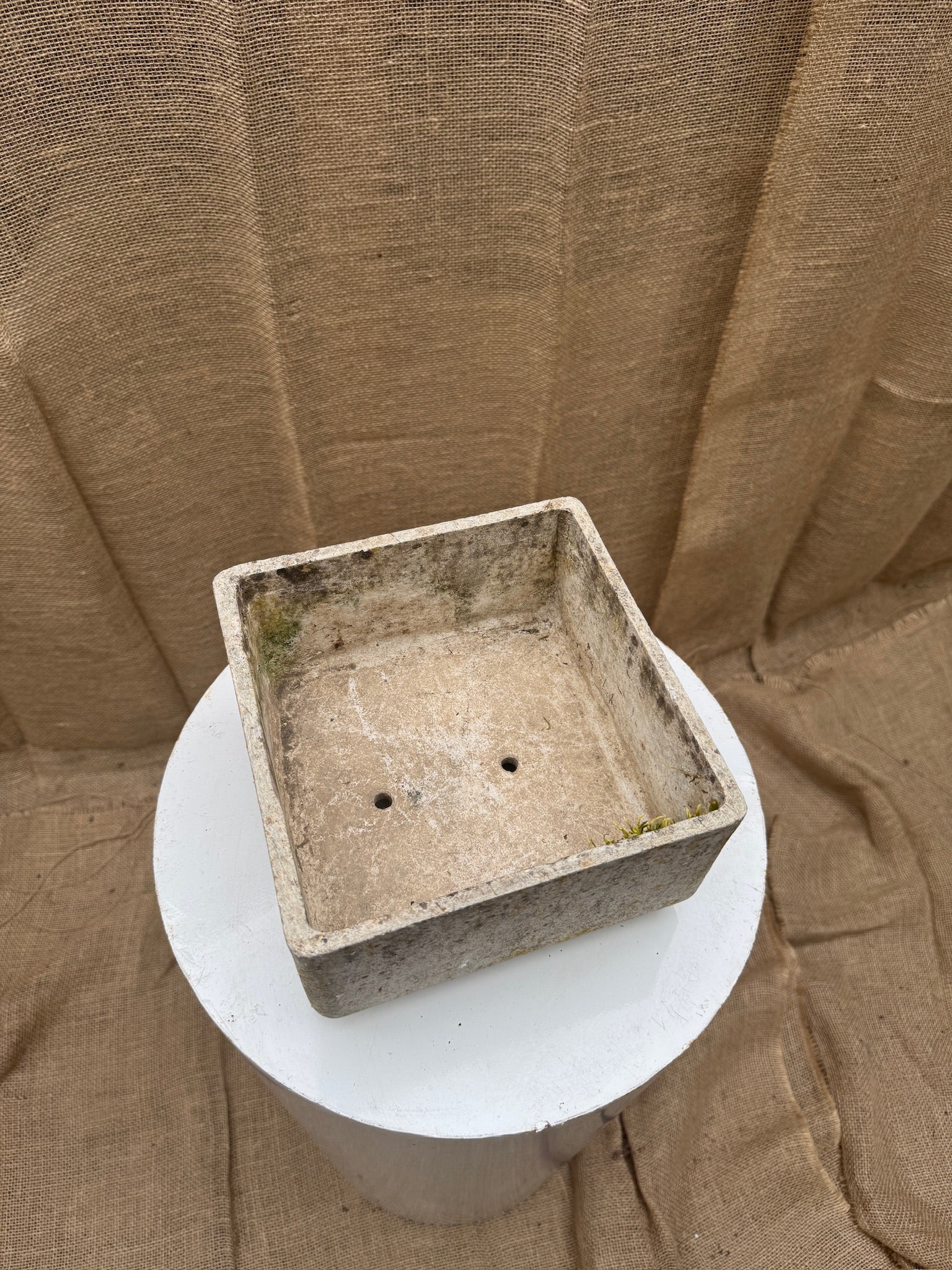 Vintage Willy Guhl Square Planter with Natural Weathered Patina