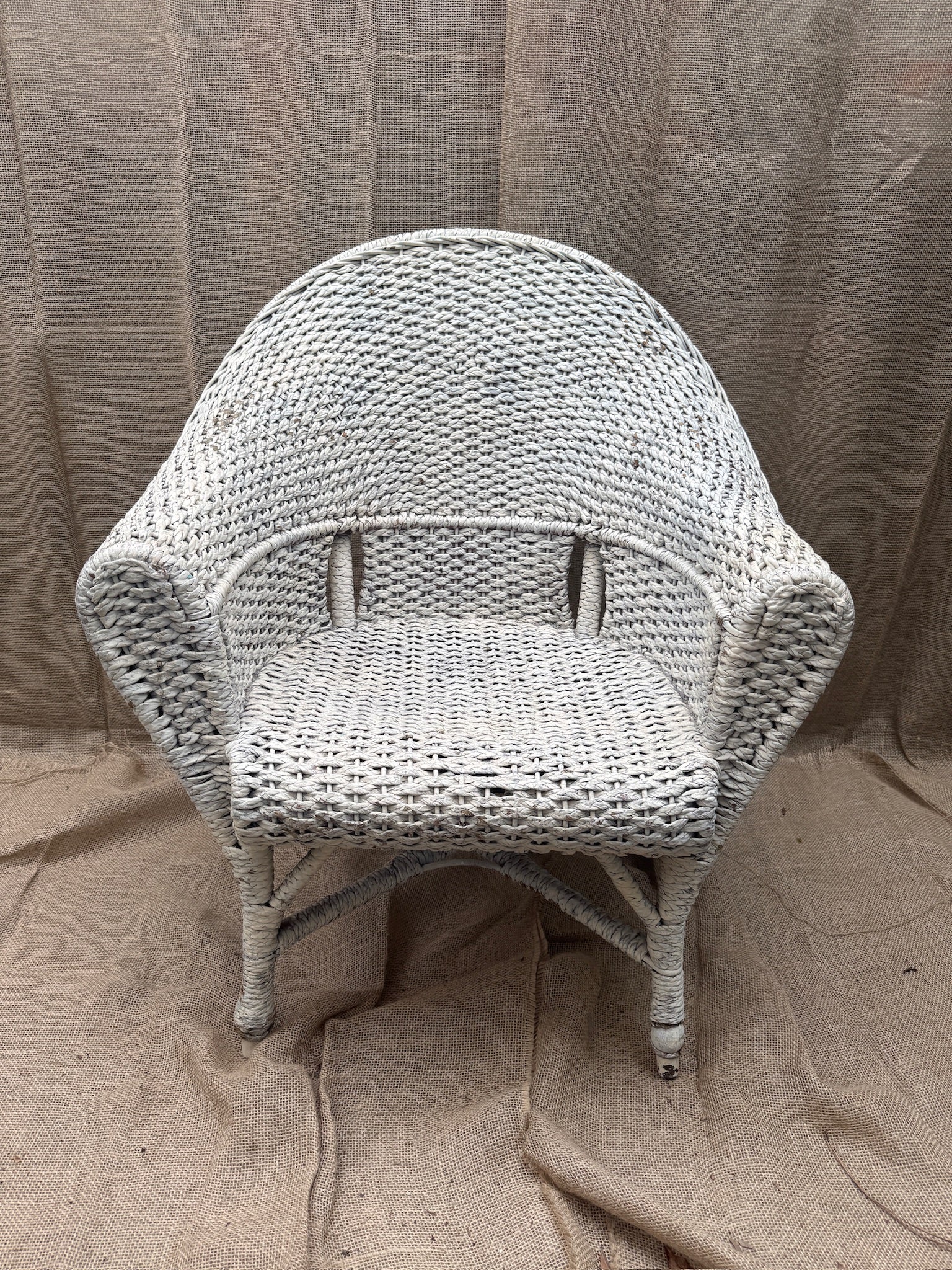 Vintage White Wicker Armchair and Loveseat Set