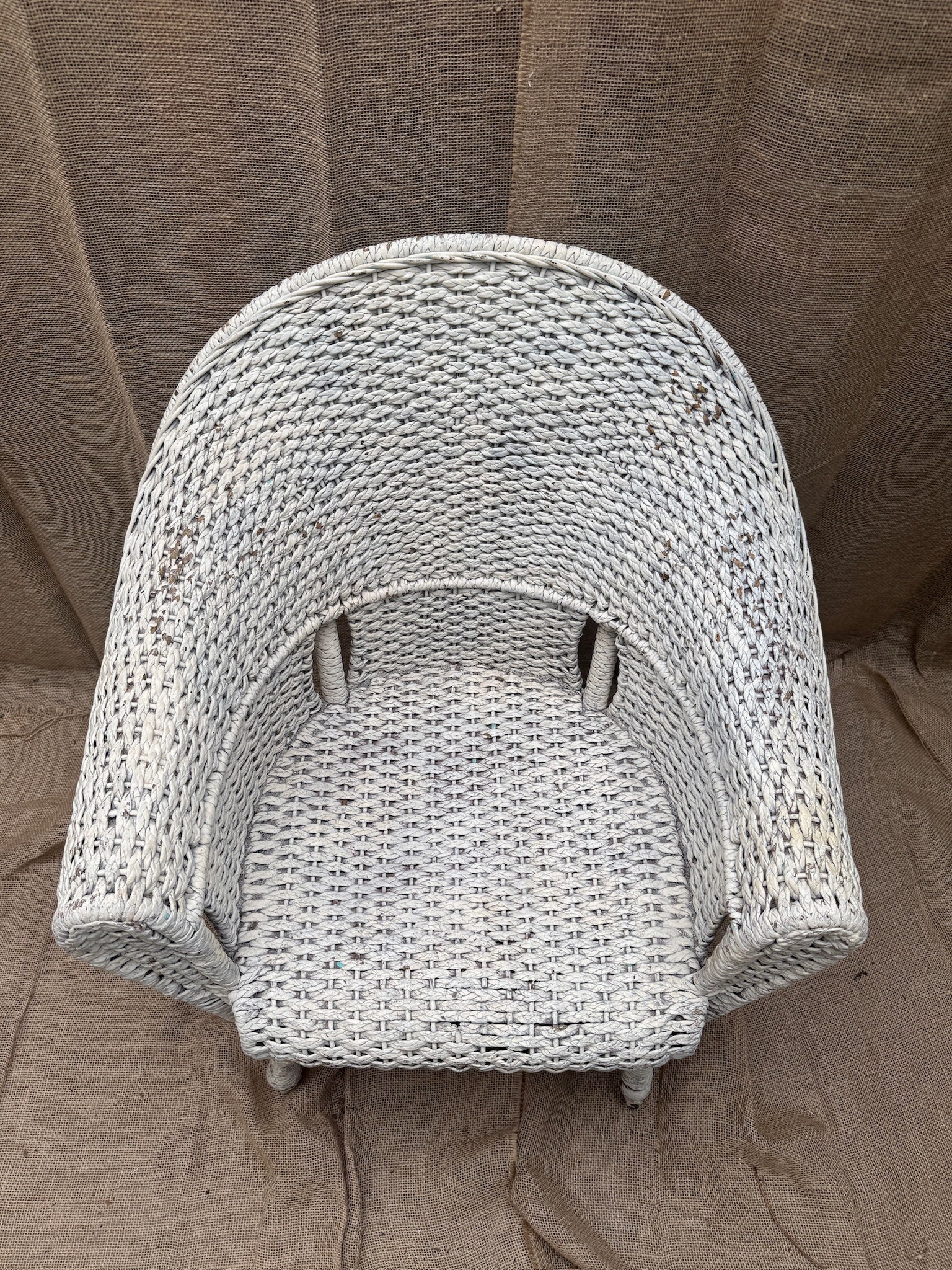 Vintage White Wicker Armchair and Loveseat Set